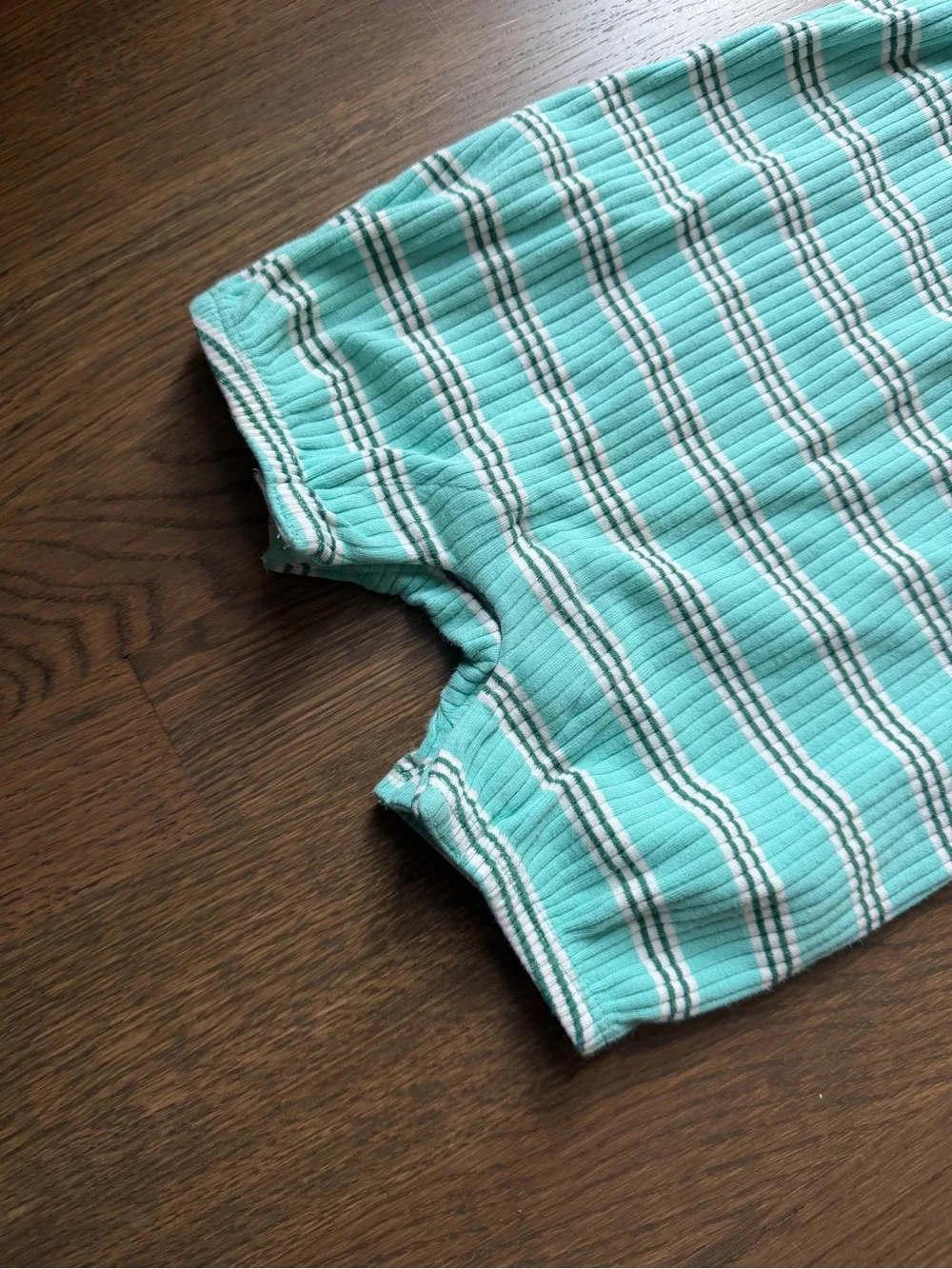 Hanna Andersson Mint Green Striped Ribbed Romper